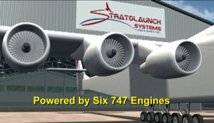 Insgesamt sechs Triebwerke aus der Boeing 747 dienen als Antrieb. (Bild: Stratolaunch)